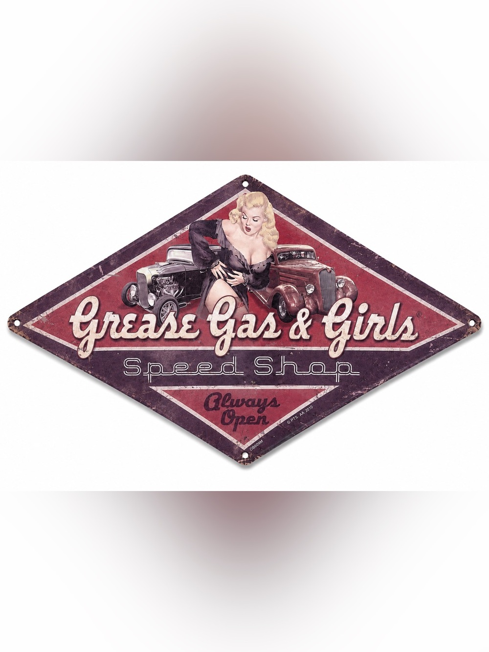 NEW Grease Gas & Girls Retro Red Diamond Steel Metal Sign